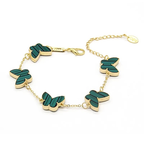 **WILLA* Gold x Striped Green Butterfly Fashion Bracelet - Picture 1 of 2